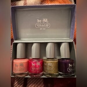 Authentic LE Vintage Coach Nail Polish Set - Pink, Red, Gold, Purple